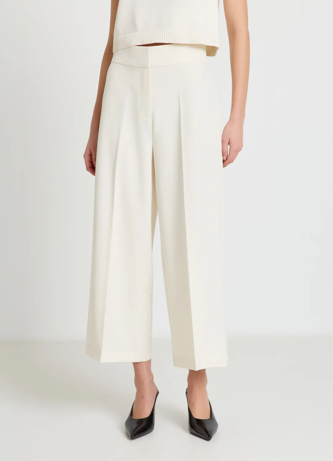 Calliope Palazzo pantalon femme court uni bureau