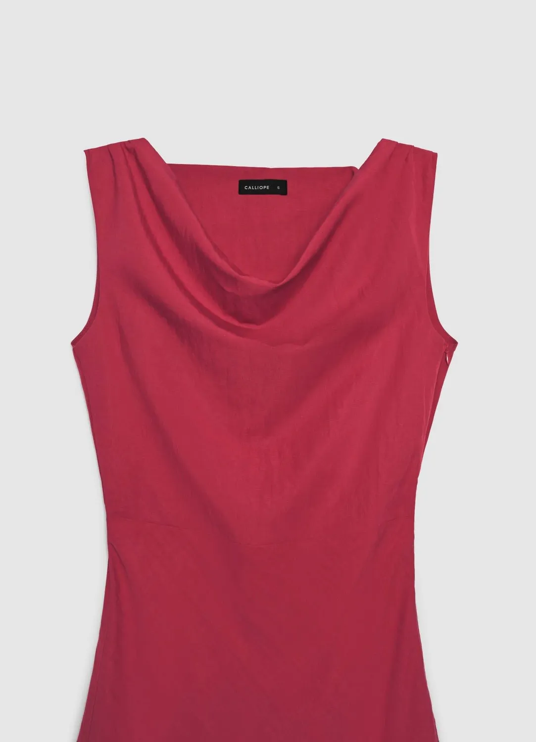Calliope robe midi femme col drapé sans manches