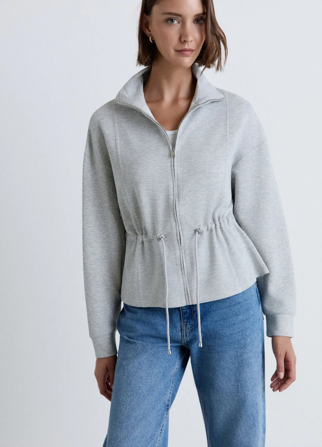 Calliope Sweat femme zippé col montant uni