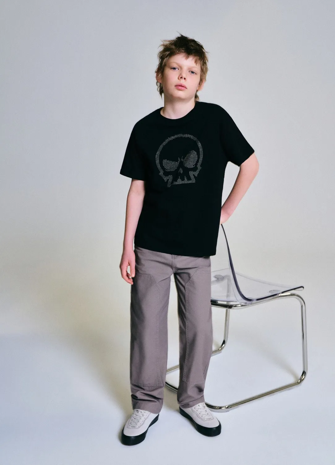 Calliope t-shirt garcon tete de mort cloute
