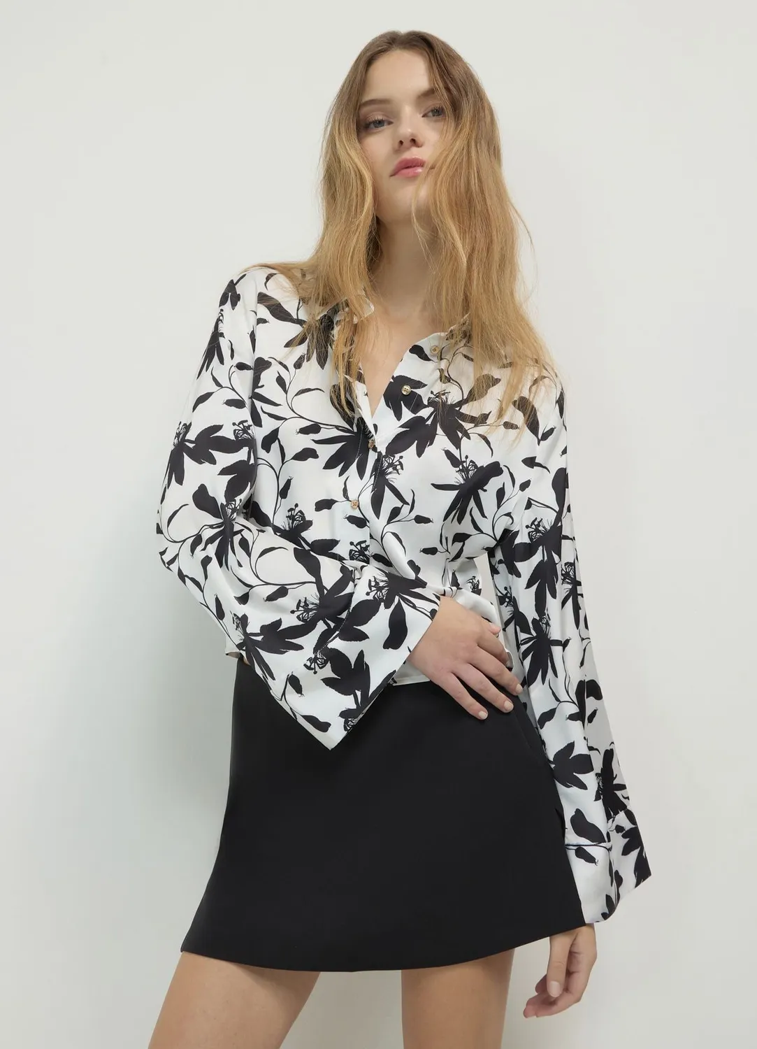 Calliope chemise satinée imprimé manches longues femme