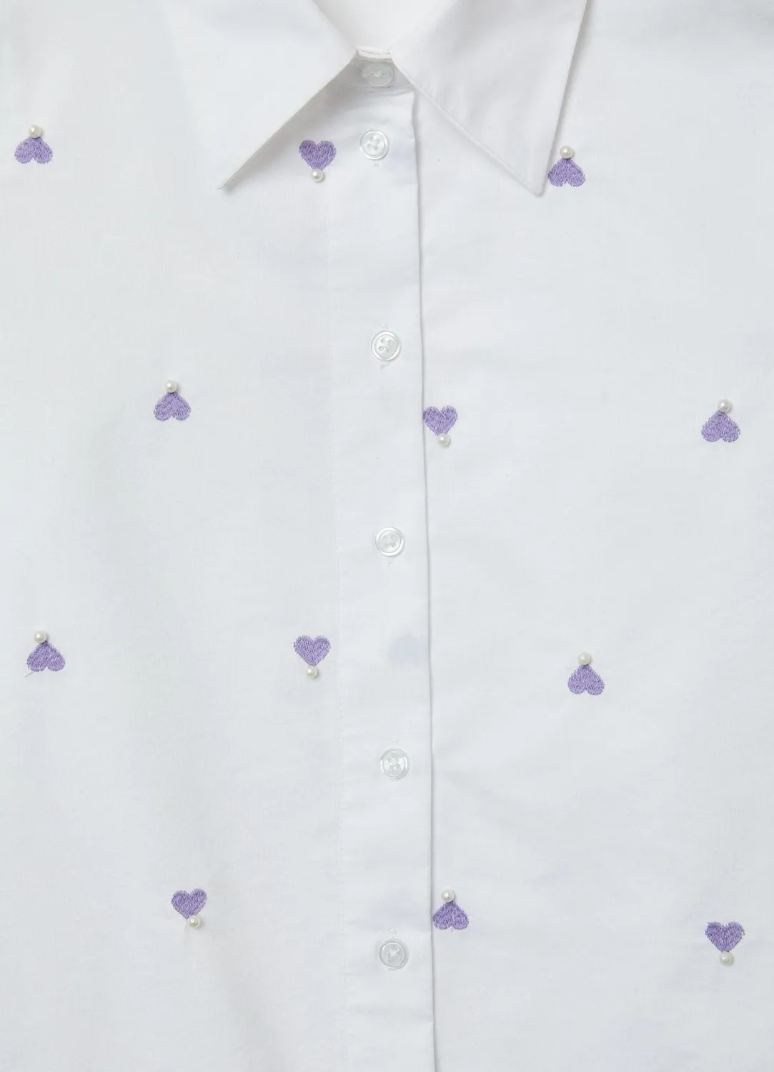 Calliope chemise cœurs brodés perles femme coton