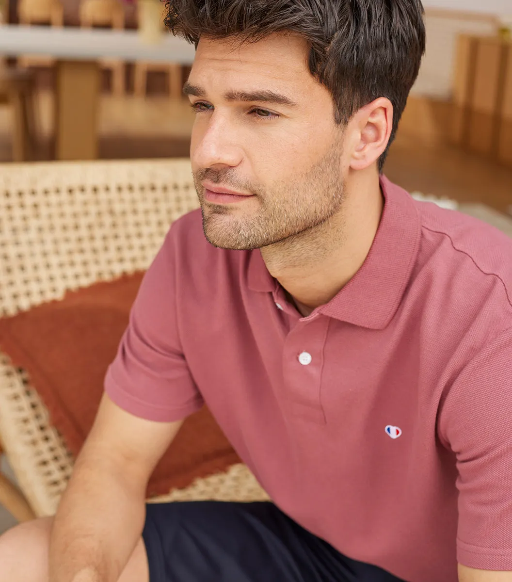 Cocorico Iconique polo homme rose piqué