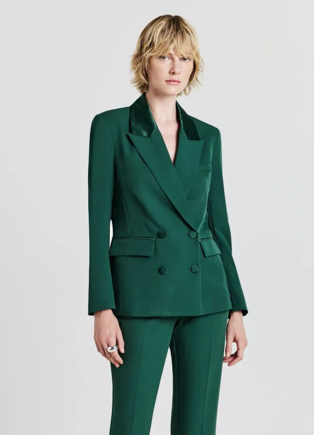 Calliope Veste double boutonnage femme satin revers
