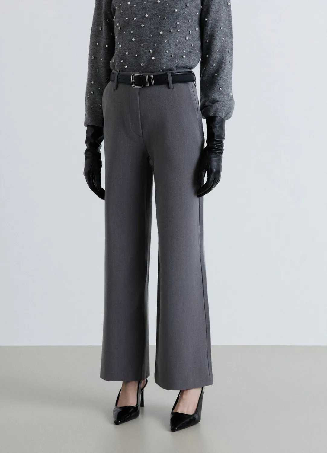 Calliope pantalon palazzo femme taille mi-haute uni