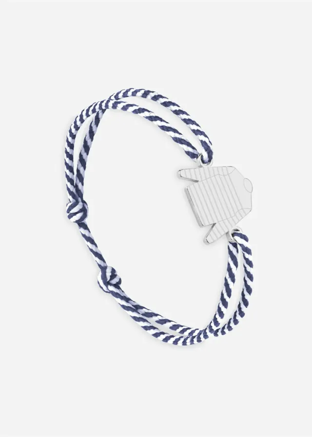 Saint James Marinière bracelet argent blanc/marine coton
