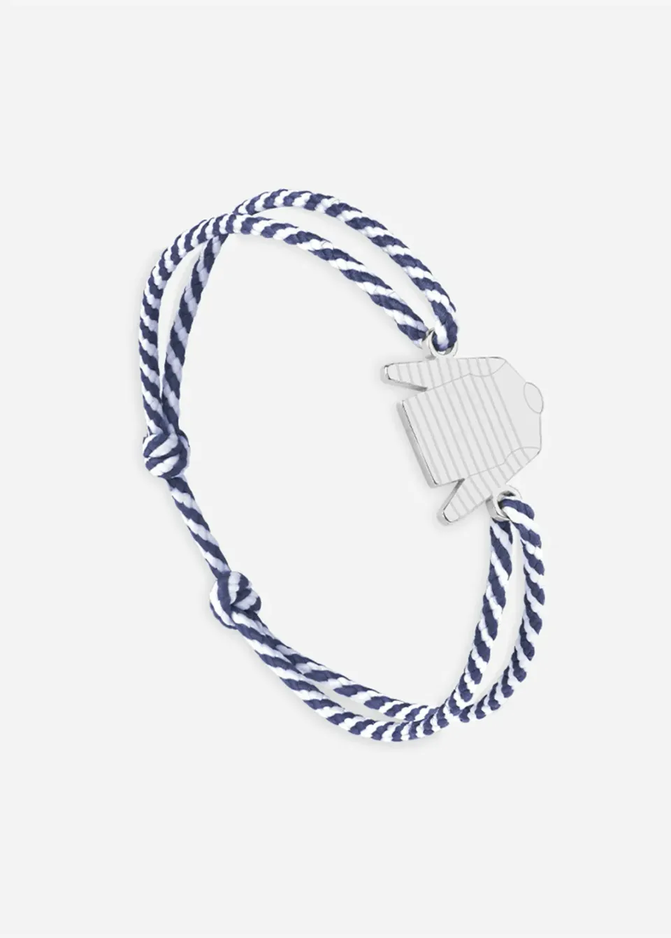 Saint James Marinière bracelet argent blanc/marine coton