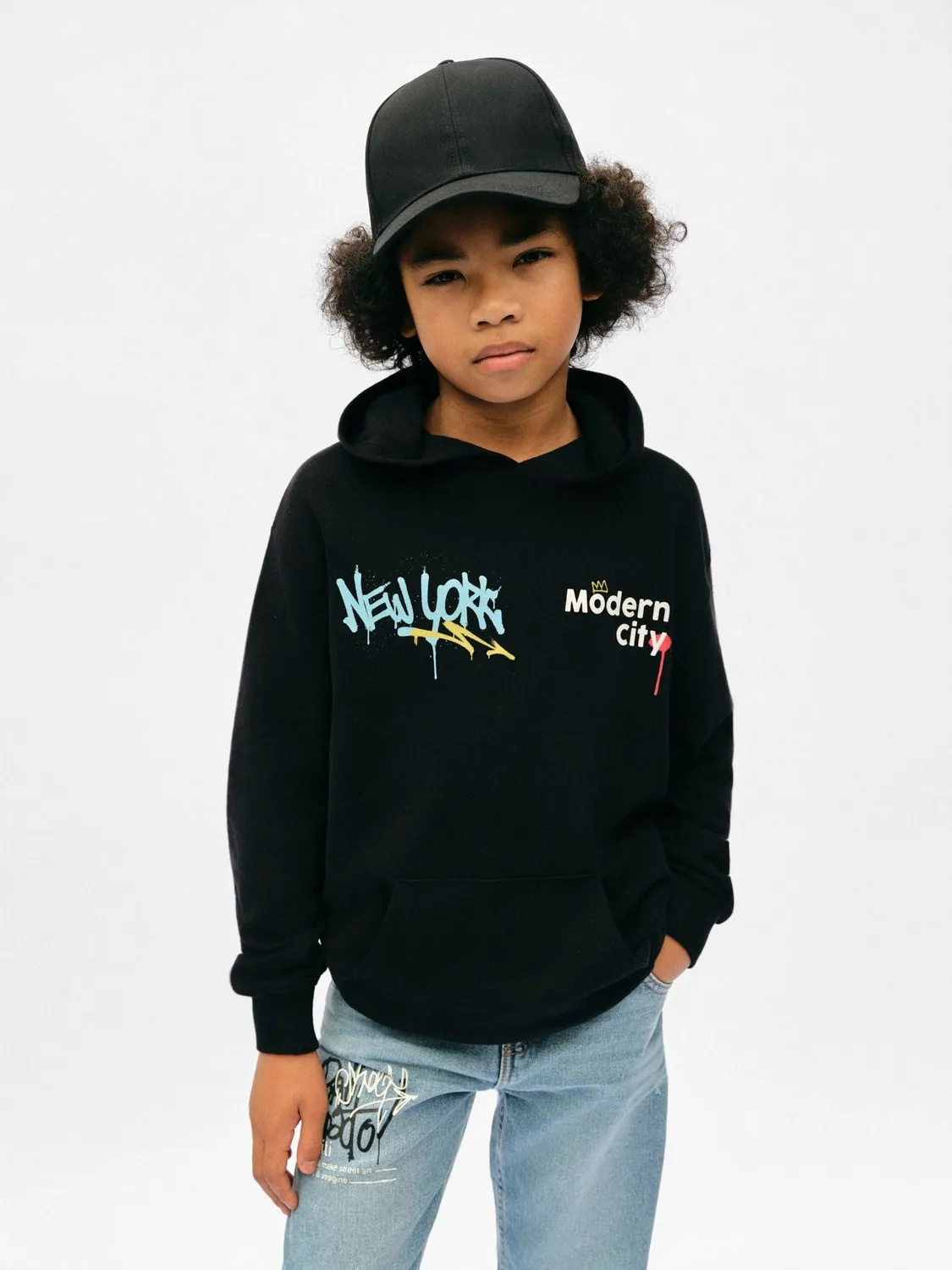 Calliope sweat à capuche graffiti enfant coupe over