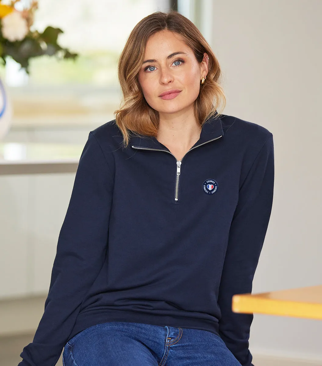 Cocorico Camionneur Blason sweat femme marine coton