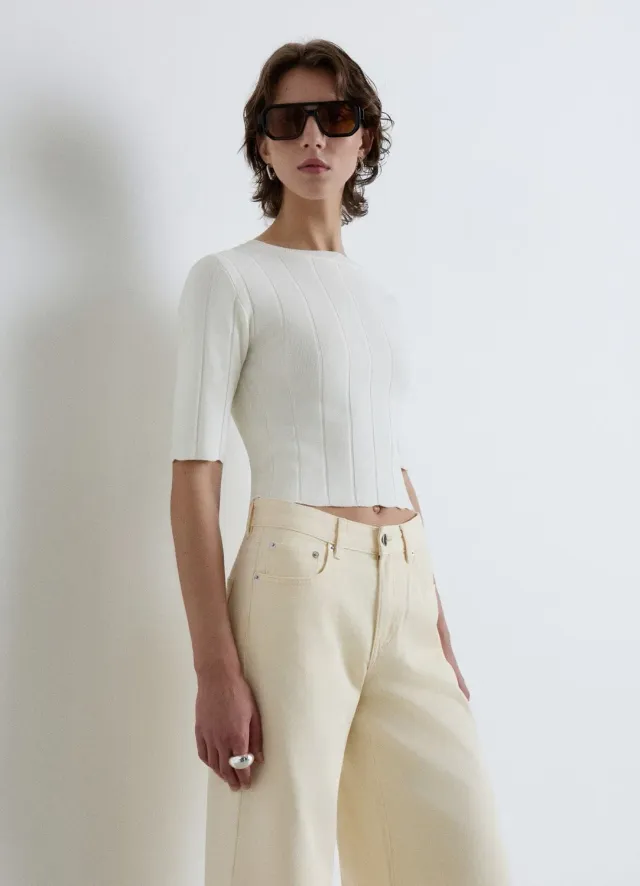 Calliope t-shirt côtes bords ondulés femme 3/4