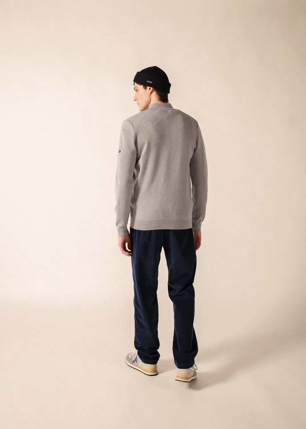 Saint James Creggan gilet perle chine/navy mérinos