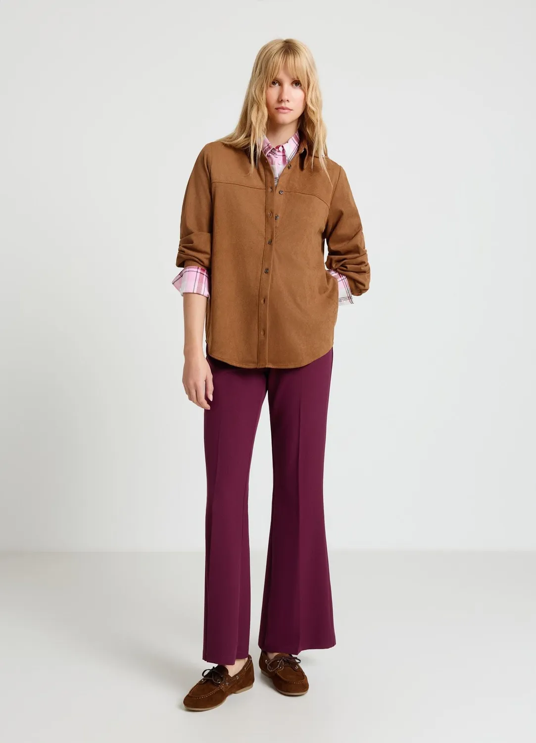 Calliope chemise effet suédé col classique femme