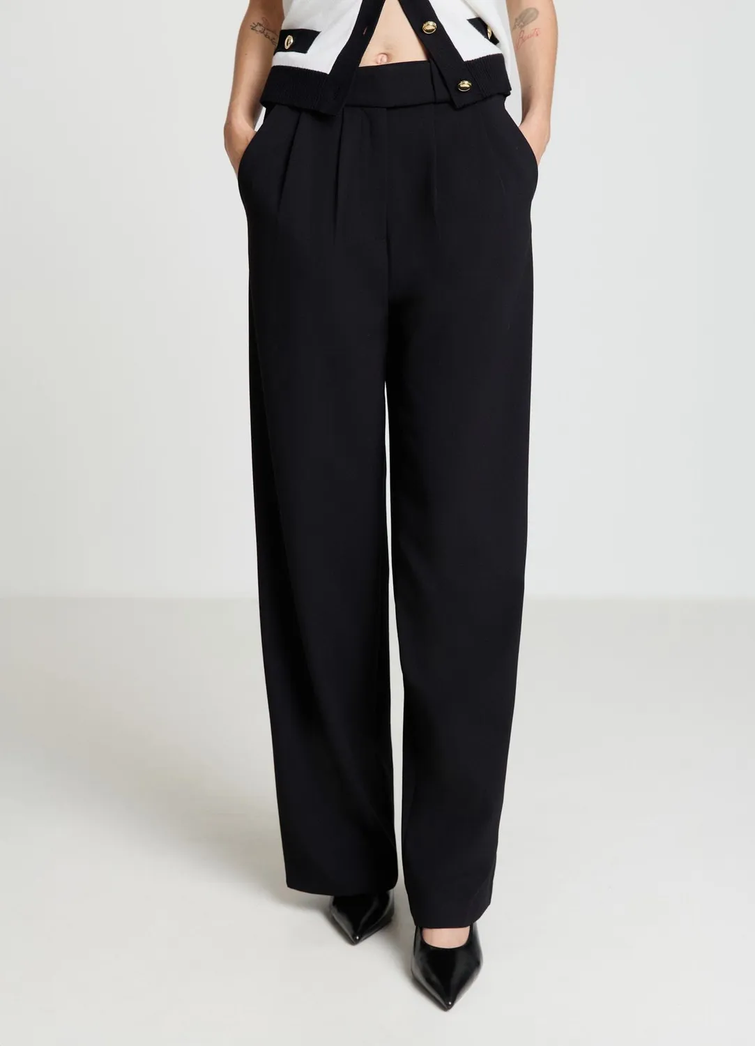 Calliope pantalon palazzo femme double pince large