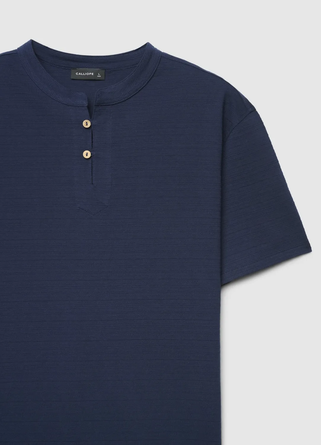 Calliope t-shirt homme col henley micro-rayé