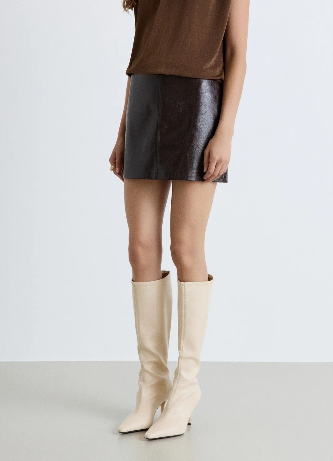 Calliope Mini-jupe vernie femme effet cuir droit
