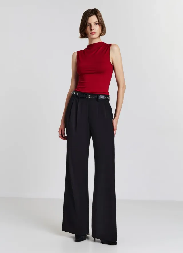 Calliope pantalon wide leg femme taille haute bouton