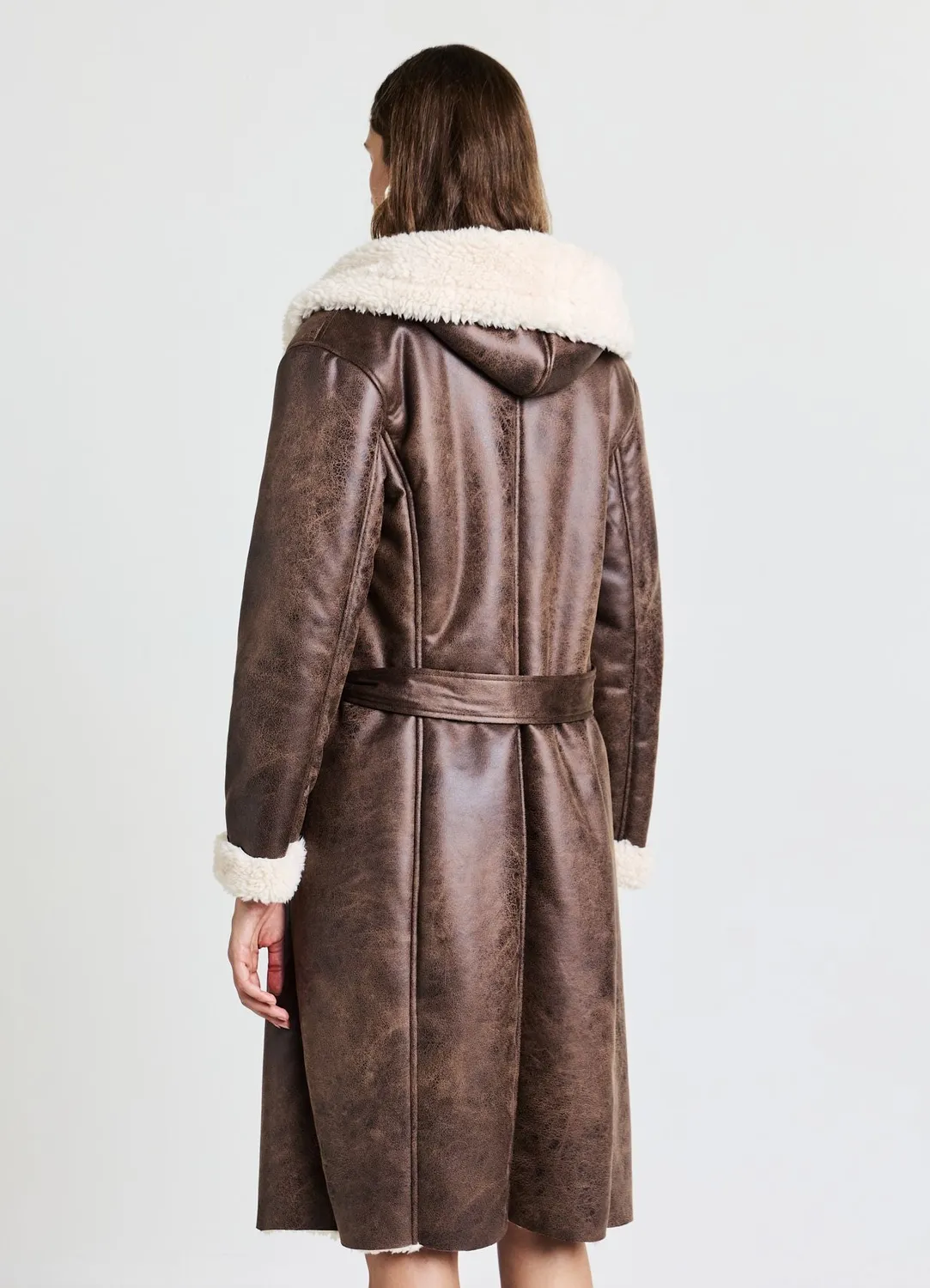 Calliope manteau long effet fourrure femme capuche