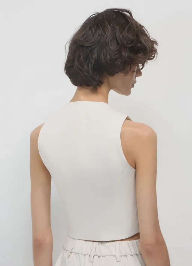 Calliope gilet crop femme uni à boutons