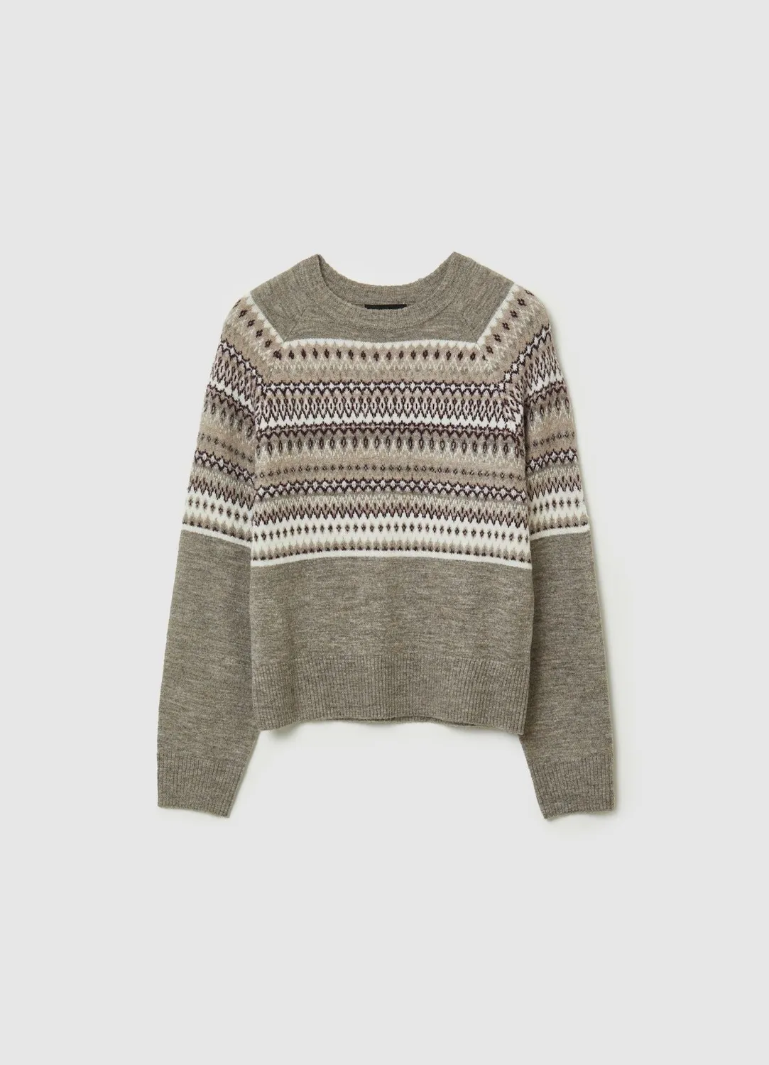 Calliope Pull femme col rond jacquard géométrique