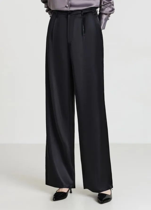 Calliope Palazzo Satin Pantalon femme large satiné