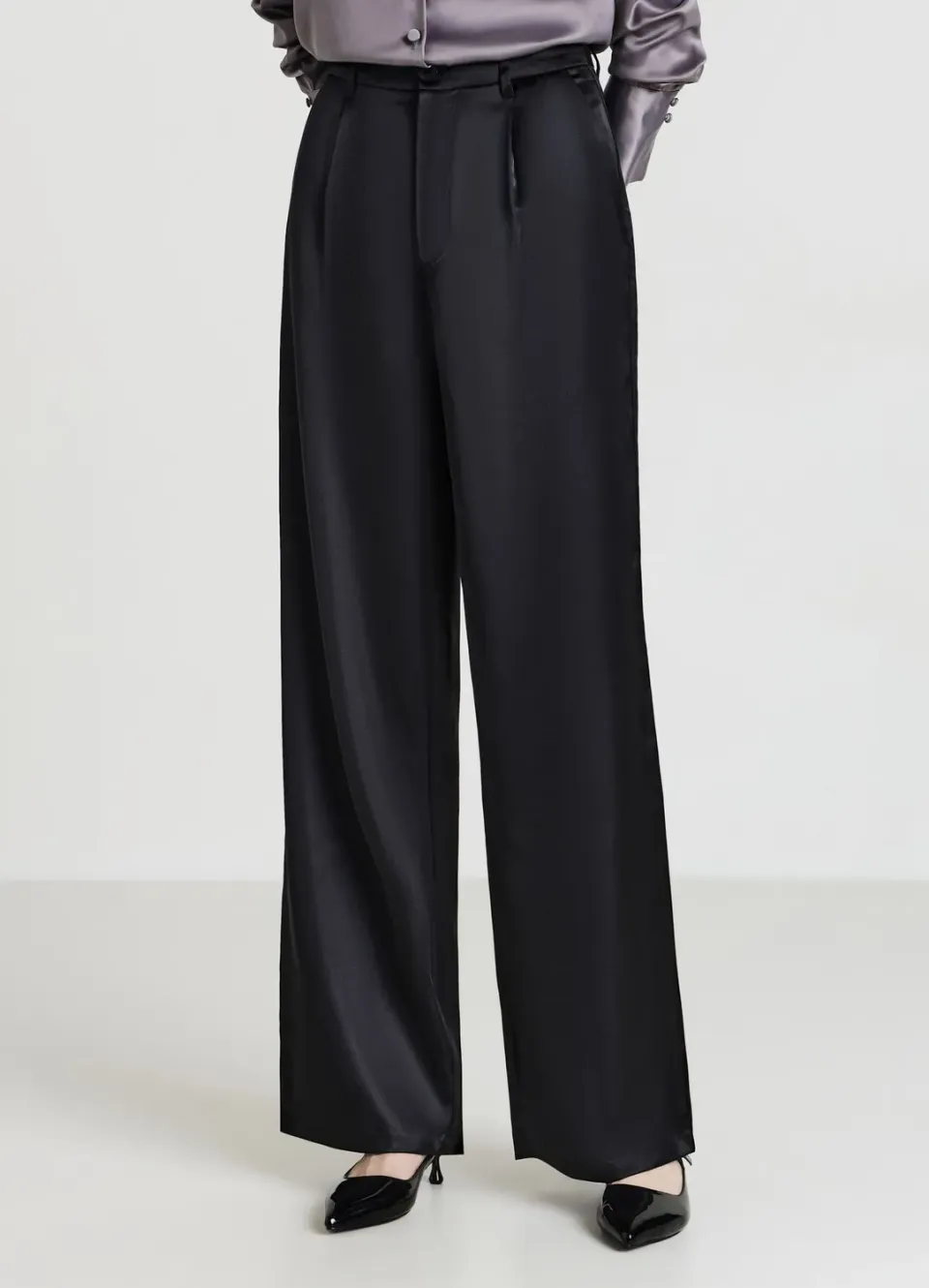 Calliope Palazzo Satin Pantalon femme large satiné