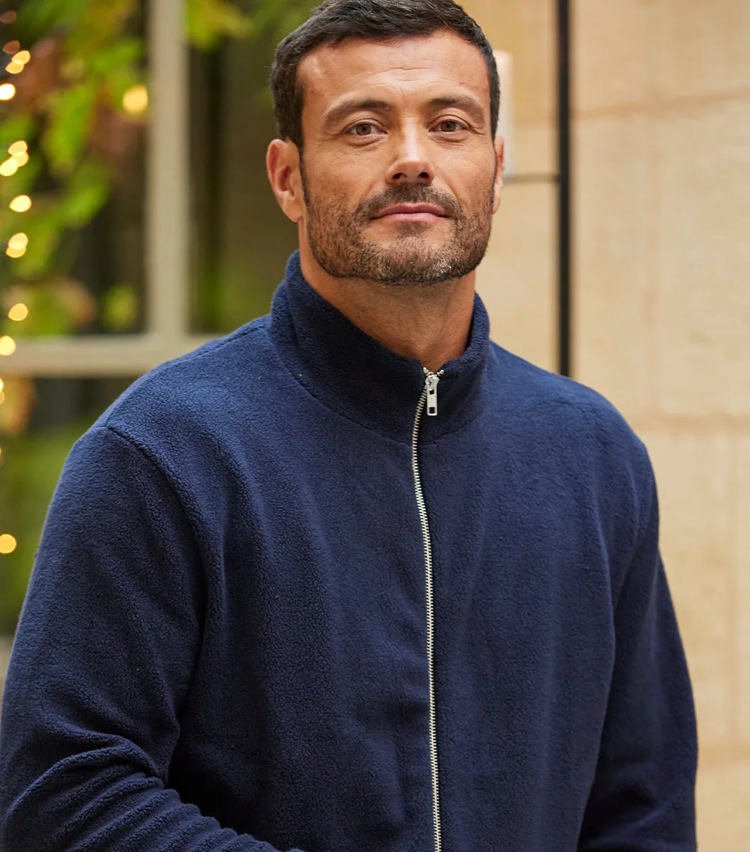 Cocorico polaire zippée homme marine coton