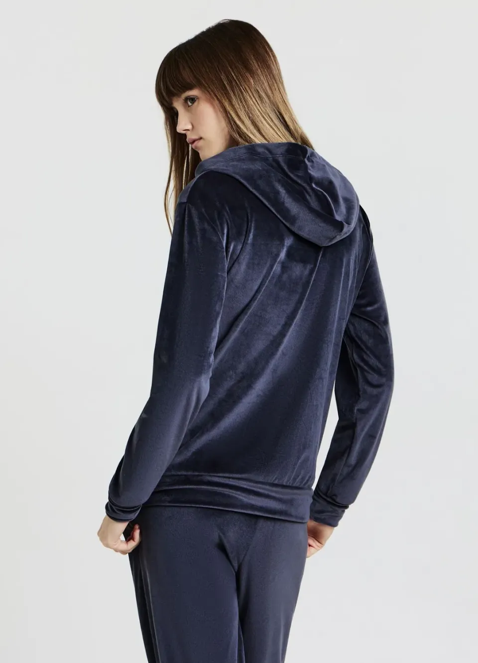 Calliope Effet velours sweat femme capuche zippé