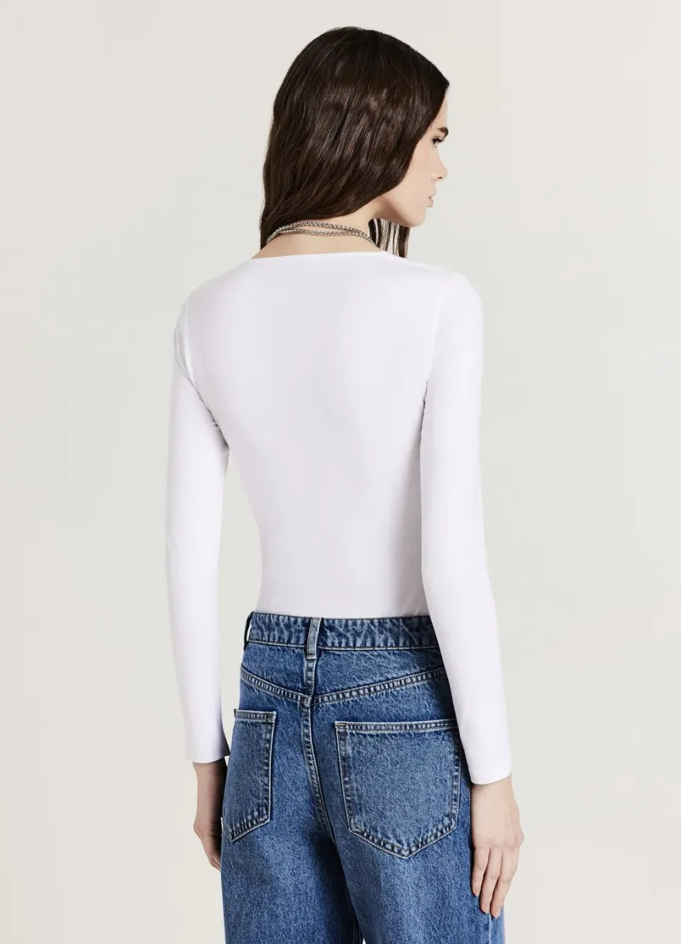 Calliope Body col V femme manches longues coton