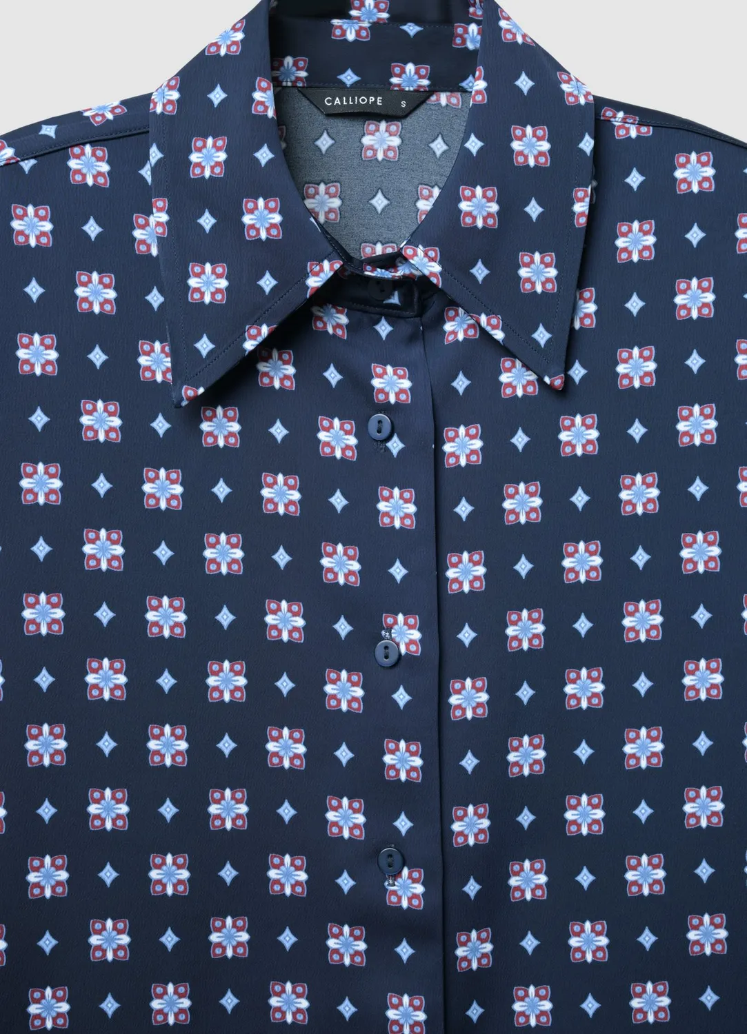 Calliope chemise satinée imprimé femme manches longues