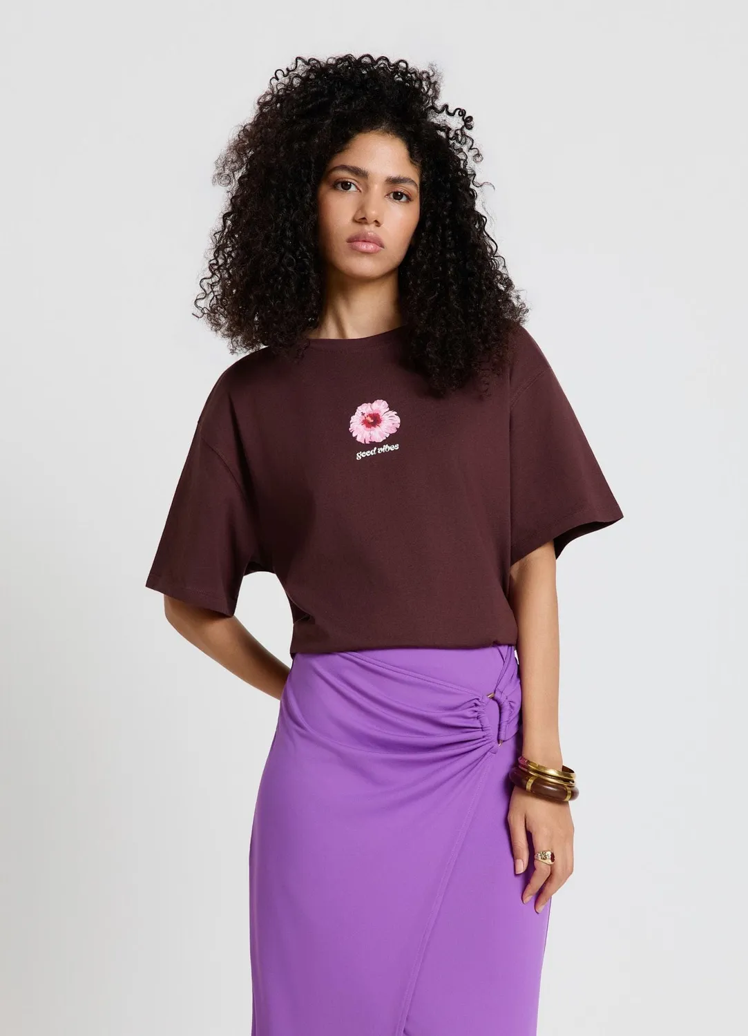 Calliope t-shirt Bali fleur femme ample manches courtes
