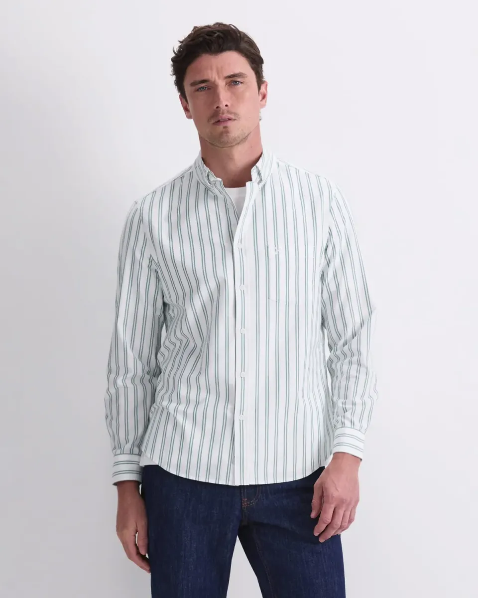 Sportscraft Oxford Long Sleeve Stripe Shirt chemise coton