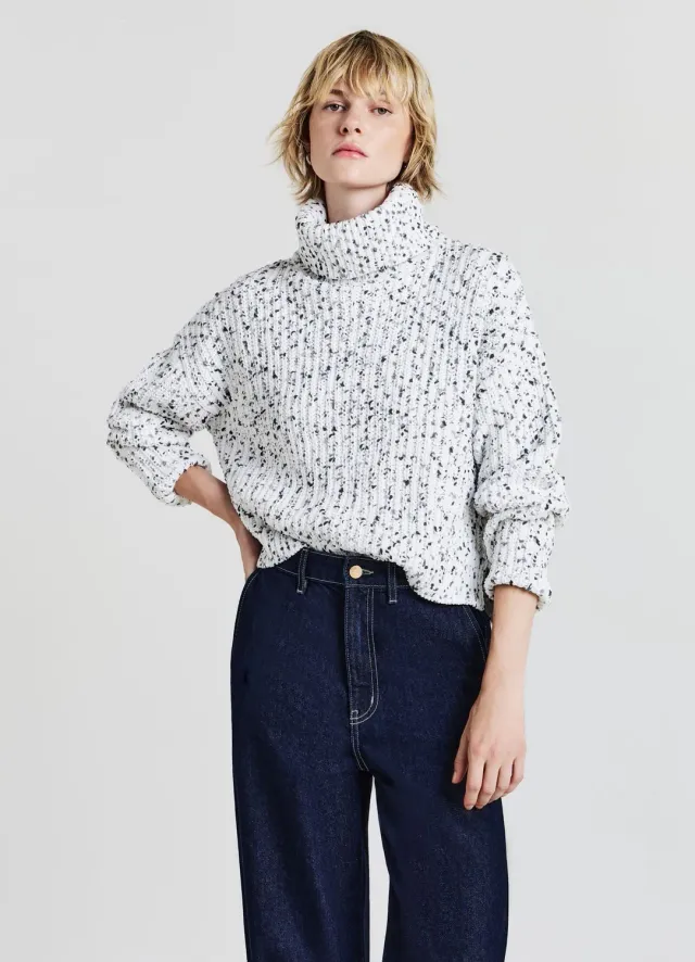 Calliope pull col roulé femme maille fantaisie