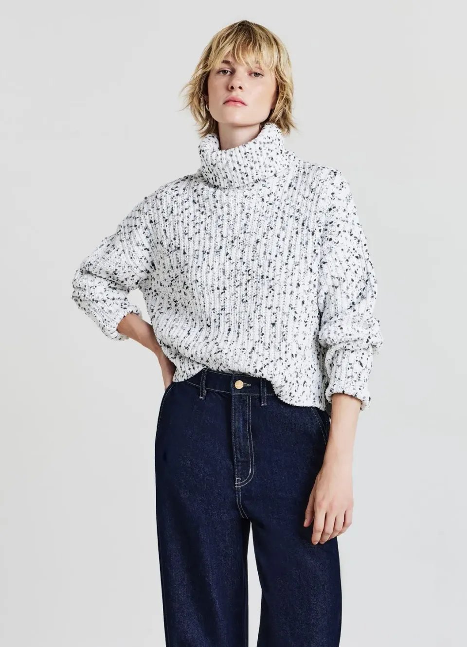 Calliope pull col roulé femme maille fantaisie