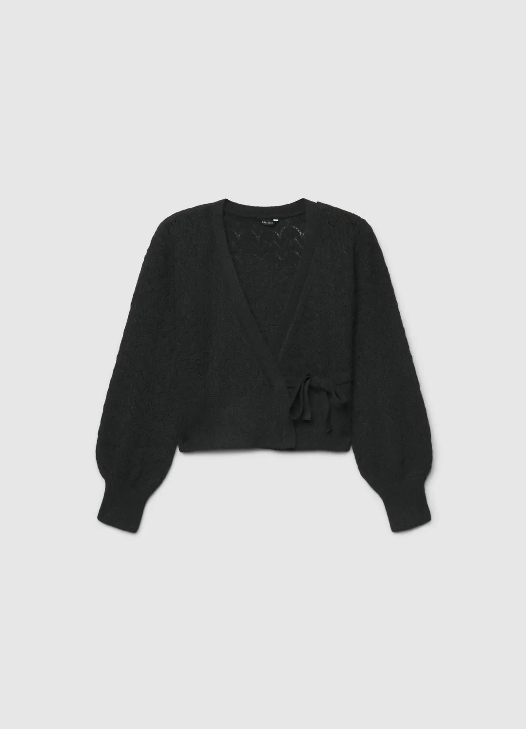 Calliope maille ajourée gilet cache-cœur femme ceinture