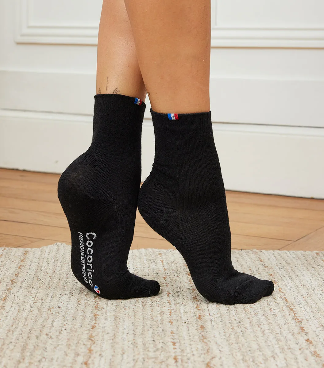 Cocorico Intemporel chaussettes femme noir x5 laine
