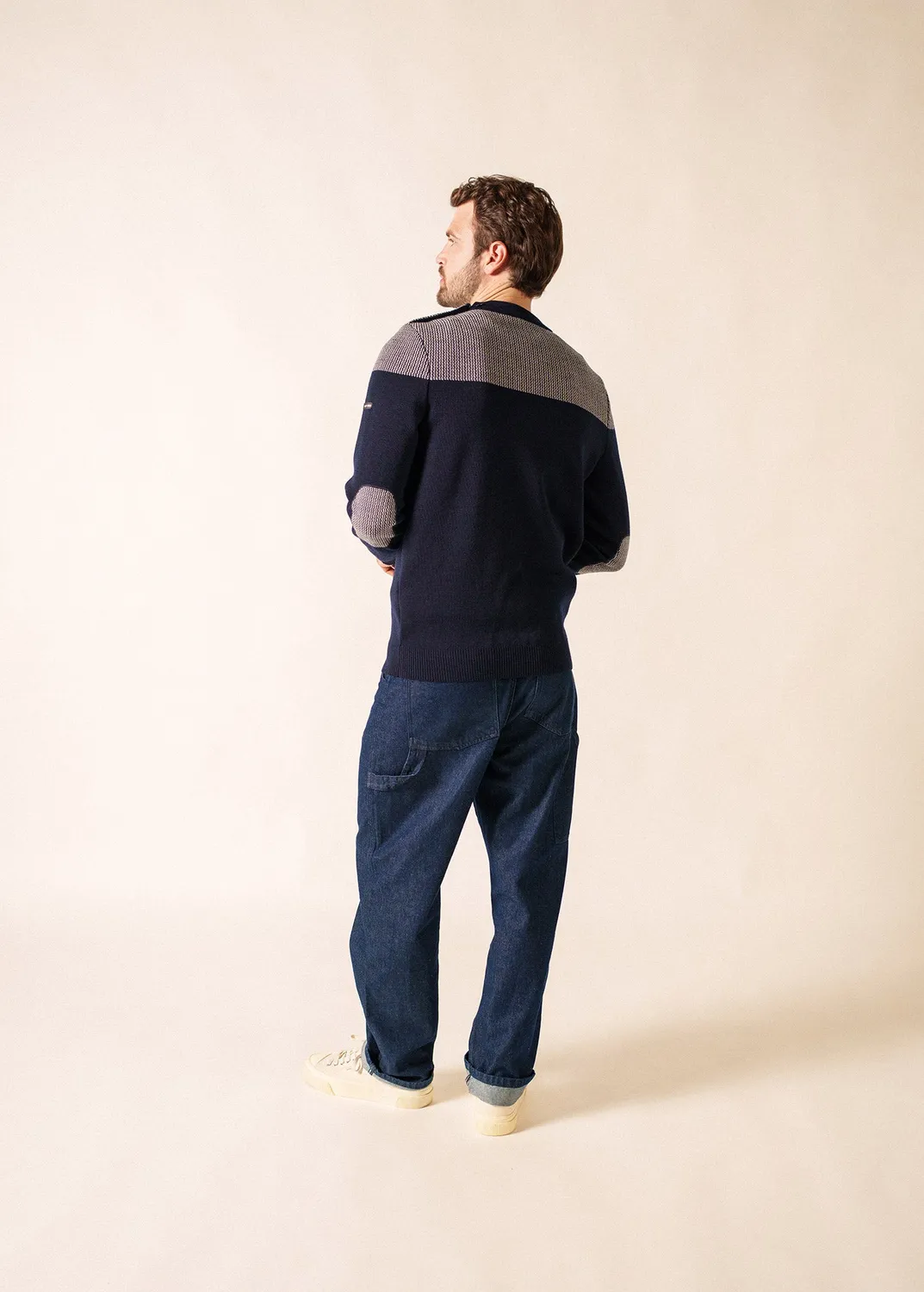Saint James Dinan Bicolore pull marin marine/ecru laine