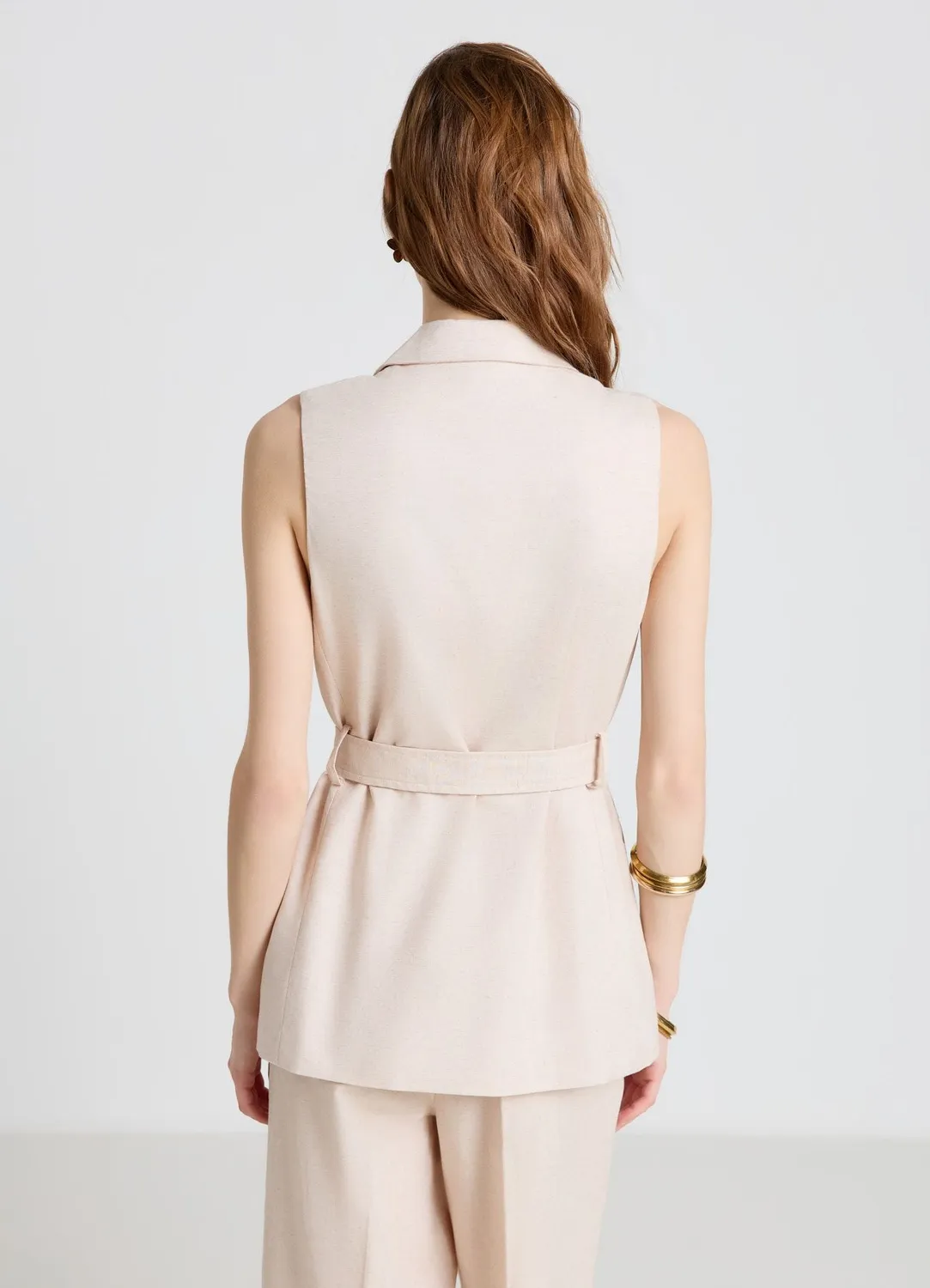Calliope gilet tailleur femme double boutonnage ceinture