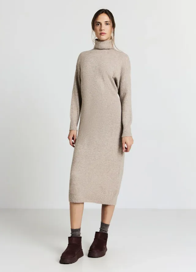 Calliope robe col roulé maille femme midi