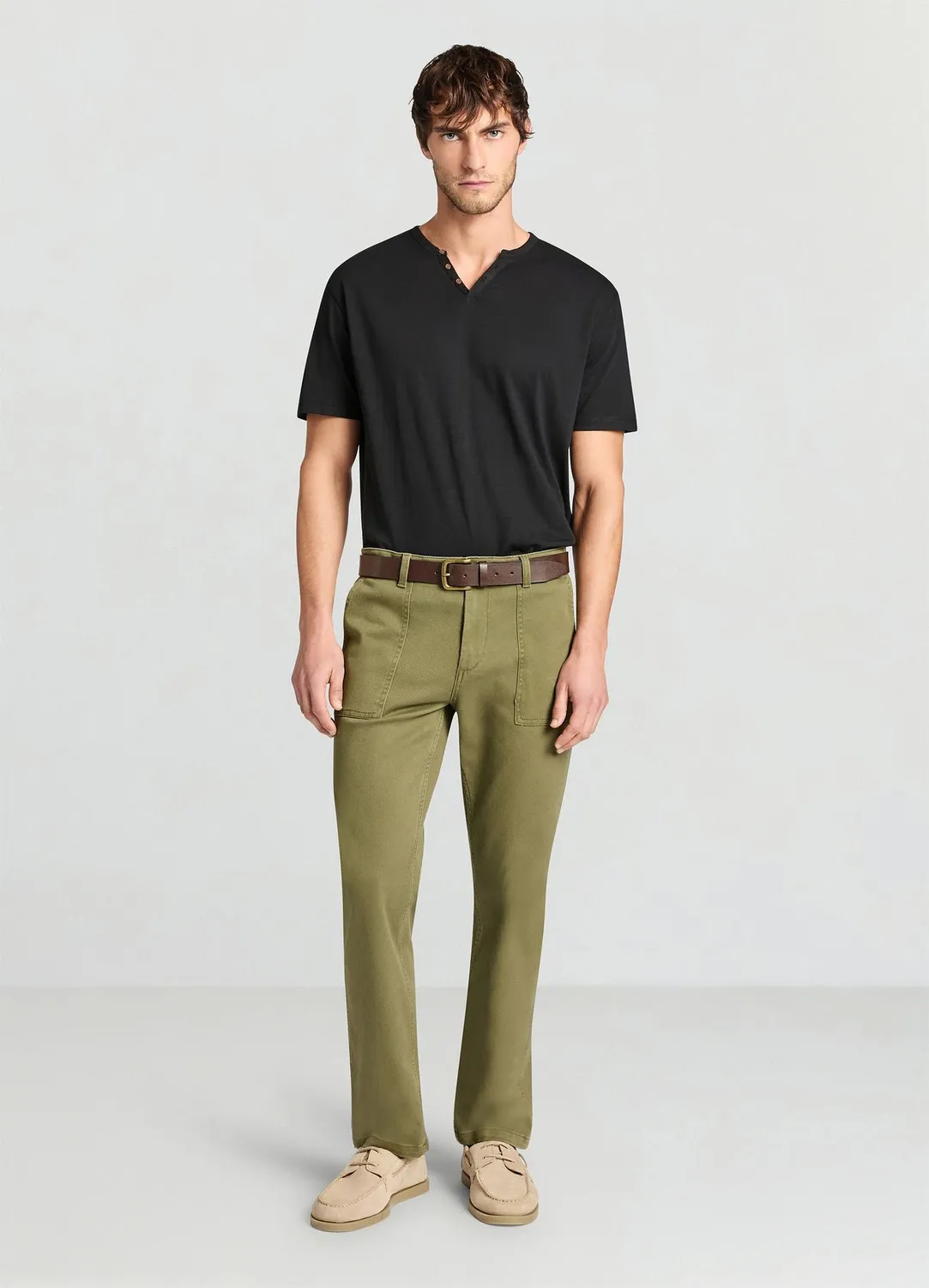 Calliope T-shirt henley boutons homme uni