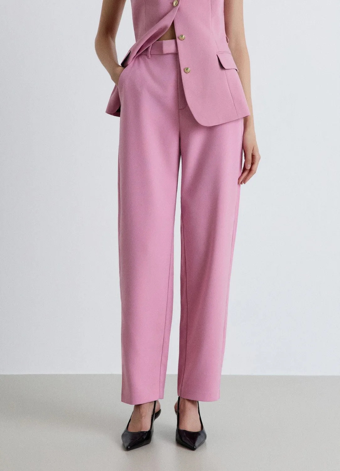 Calliope pantalon baggy femme uni taille haute