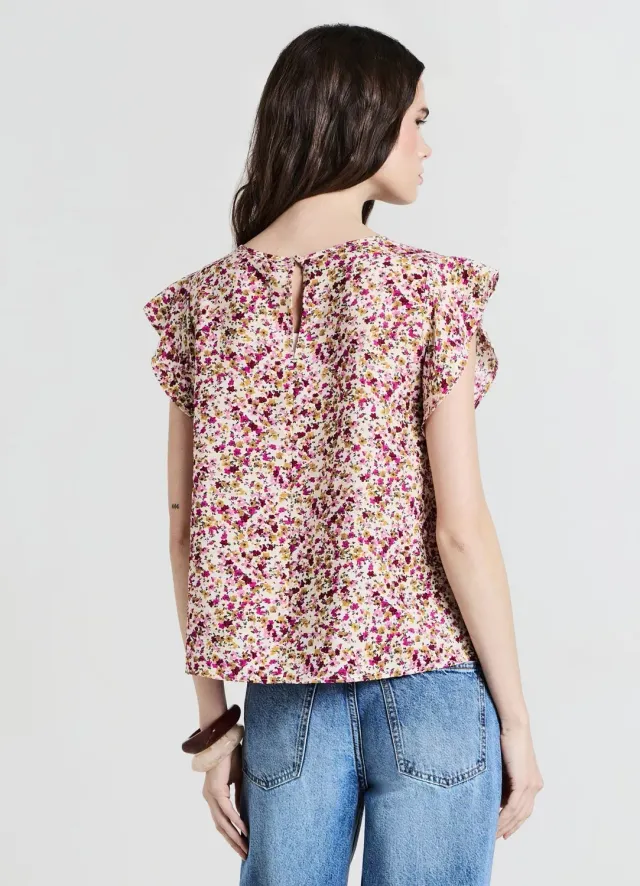 Calliope blouse volants fleurie femme manche courte