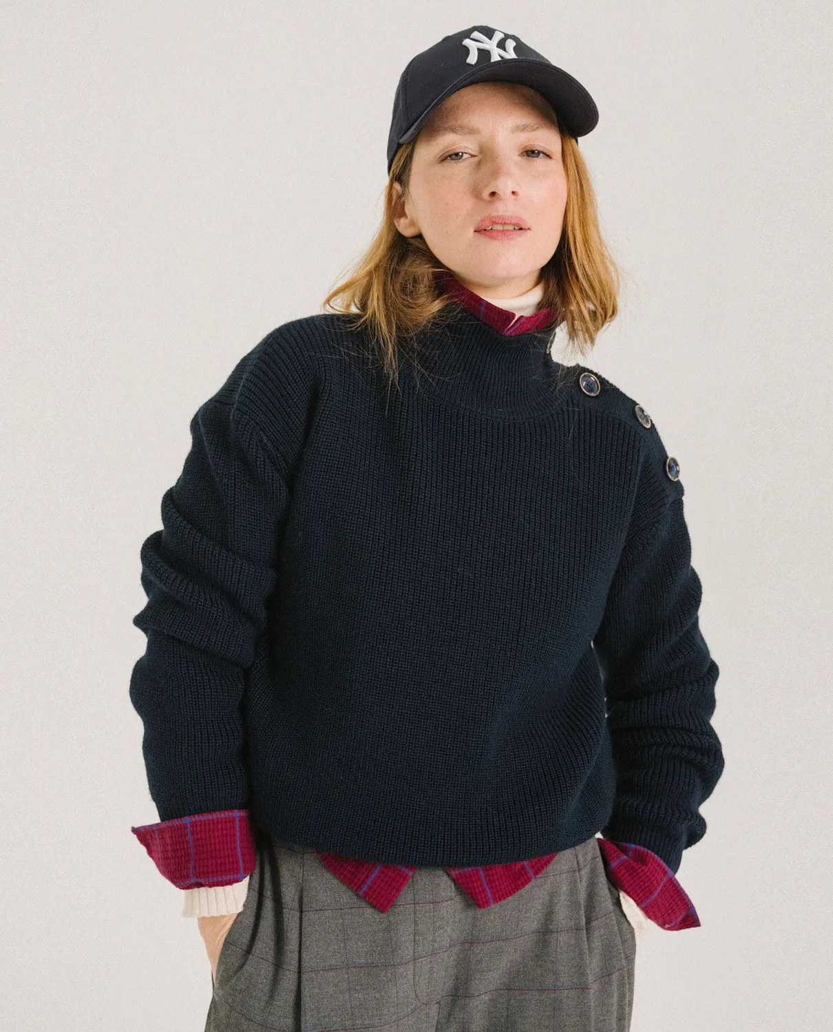 Tinsels Frenchy pull laine col rond Navy