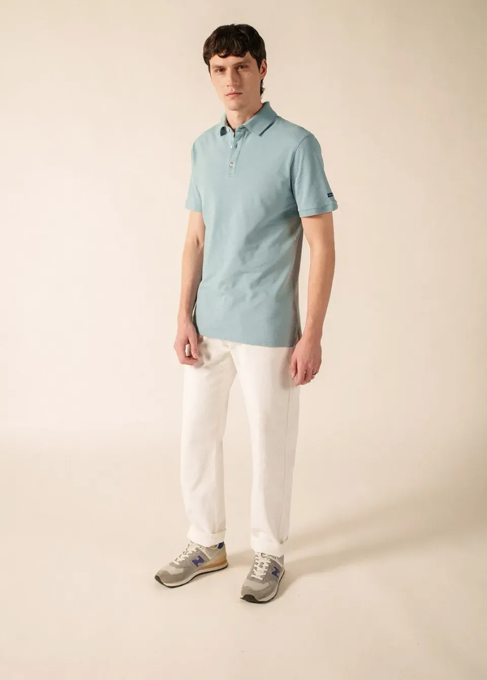 Saint James Rayan polo coton celeste clair coupe droite homme