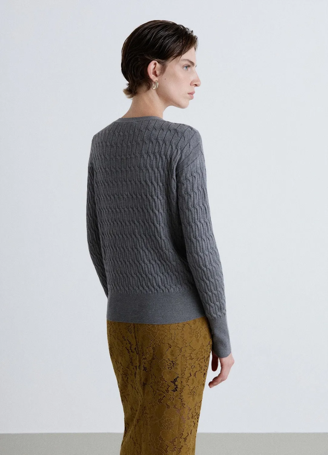 Calliope cardigan torsades femme col V boutonné