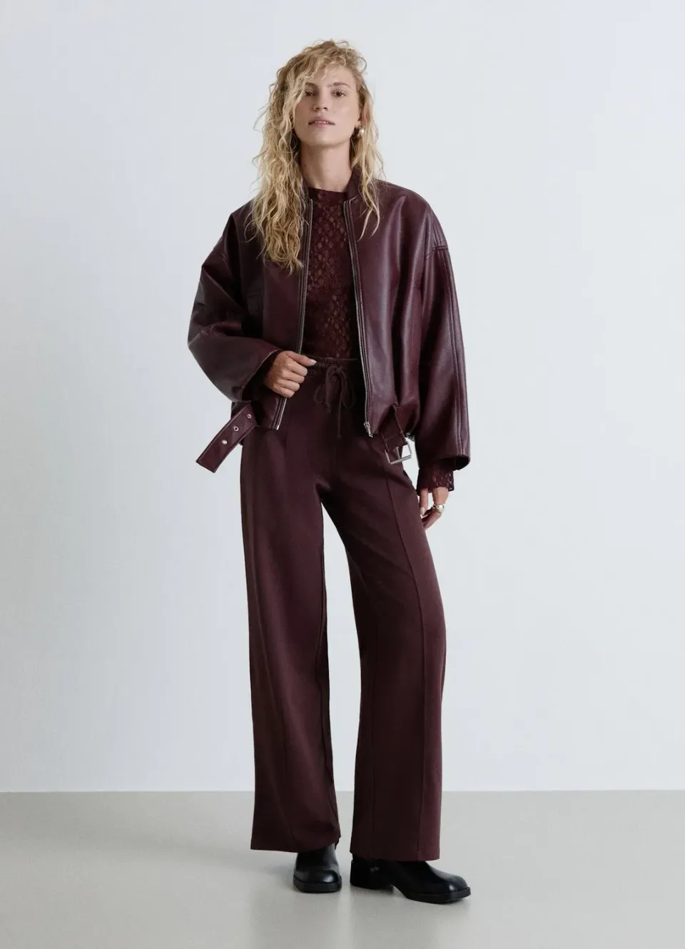 Calliope Palazzo pantalon jogging taille haute uni femme