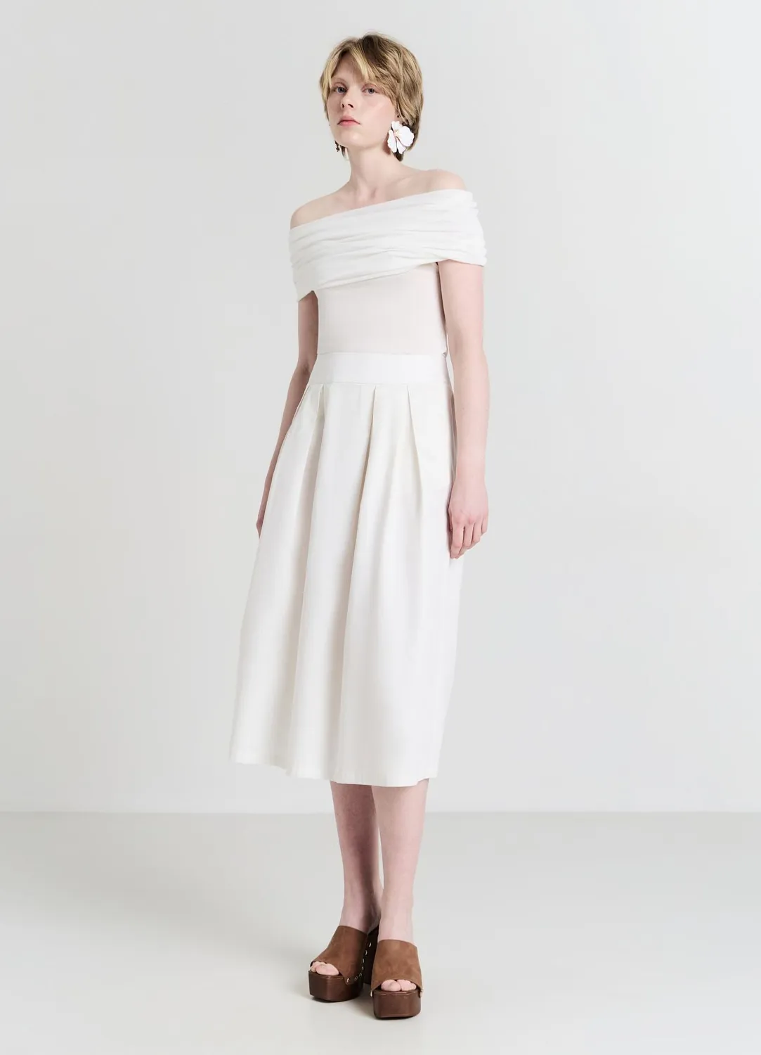 Calliope gonna midi pieghe jupe midi coton uni