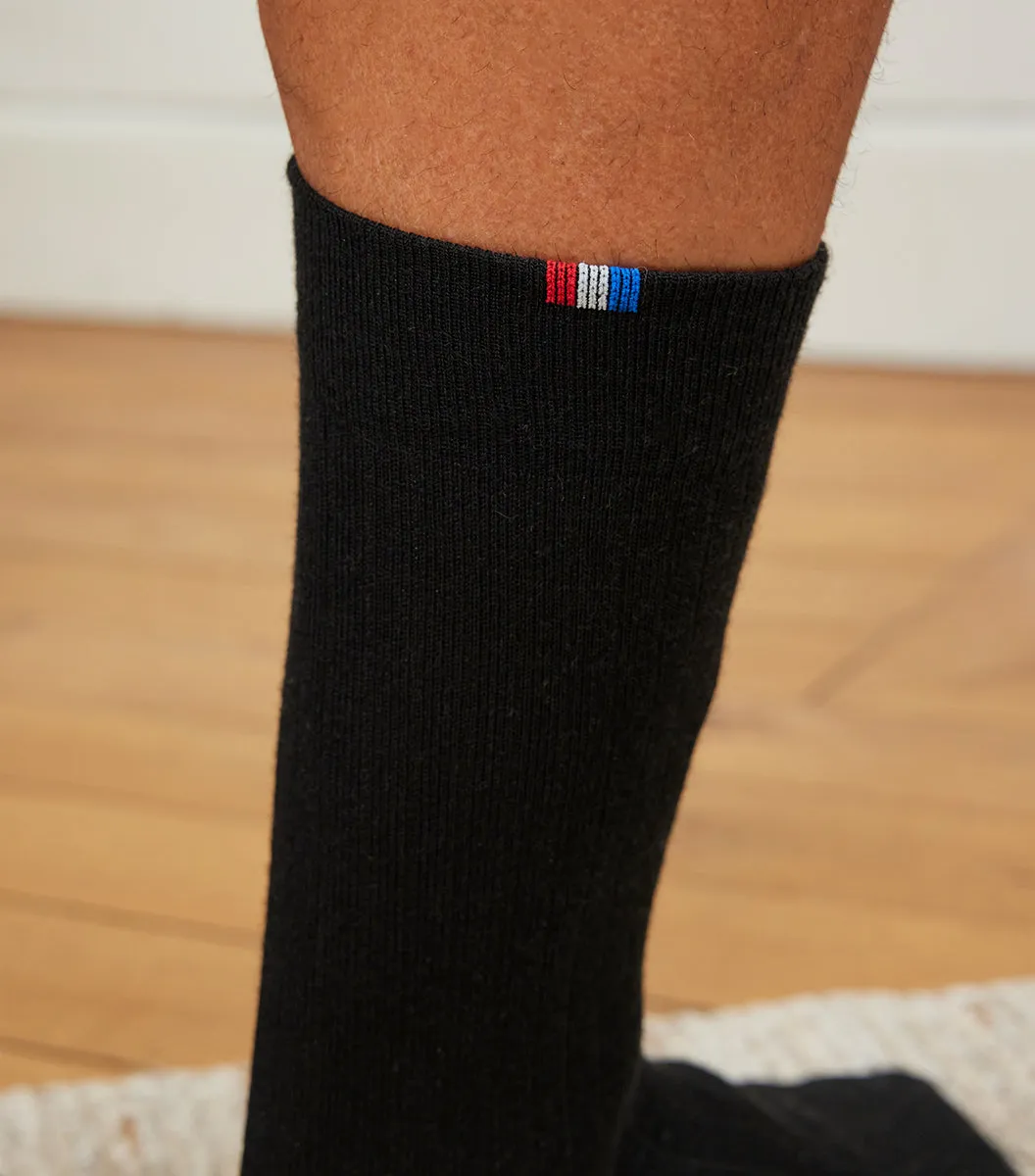 Cocorico chaussettes laine homme noires 41/46 chaudes