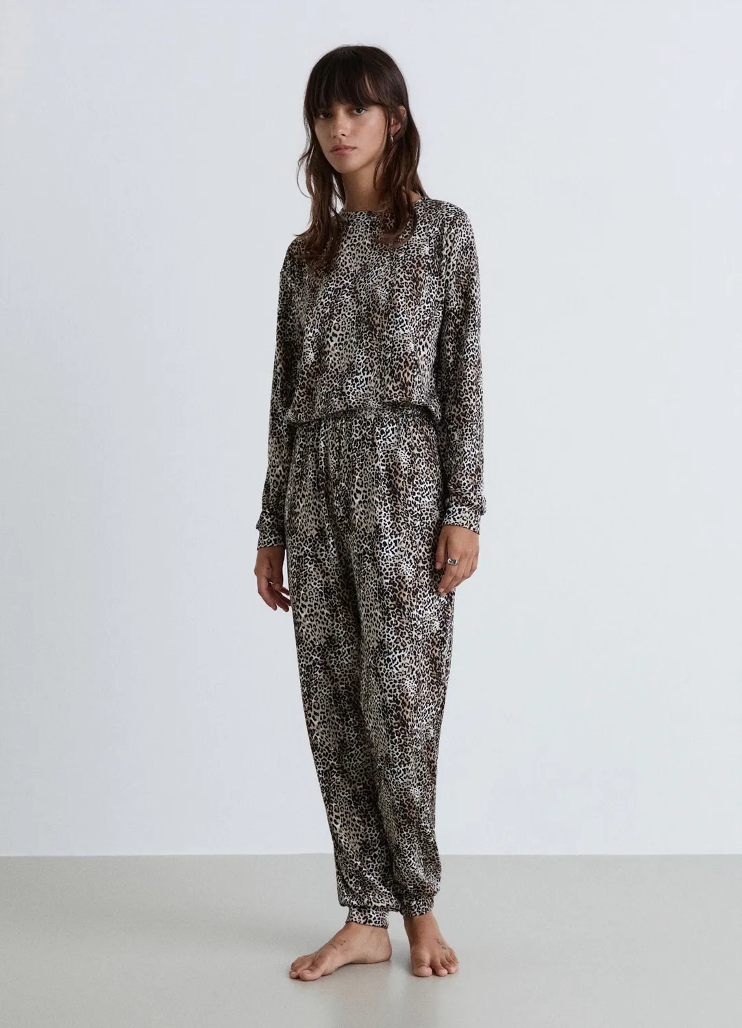Calliope pyjama léopard ensemble femme manches longues