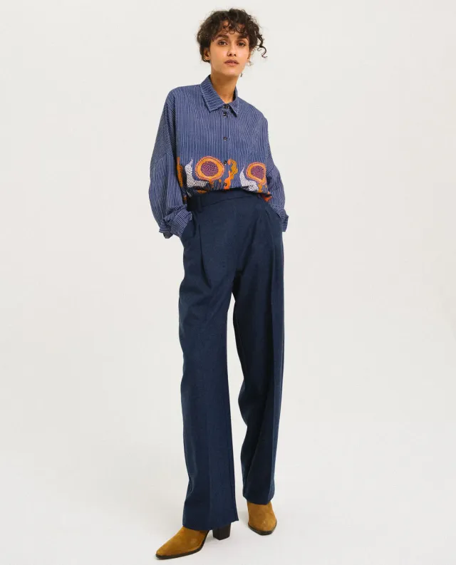 Tinsels Francois pantalon Navy flanelle laine