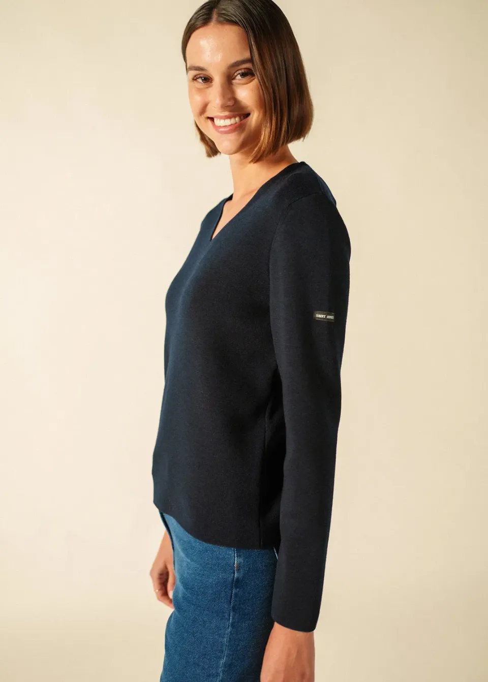 Saint James Bréhat pull col V laine navy